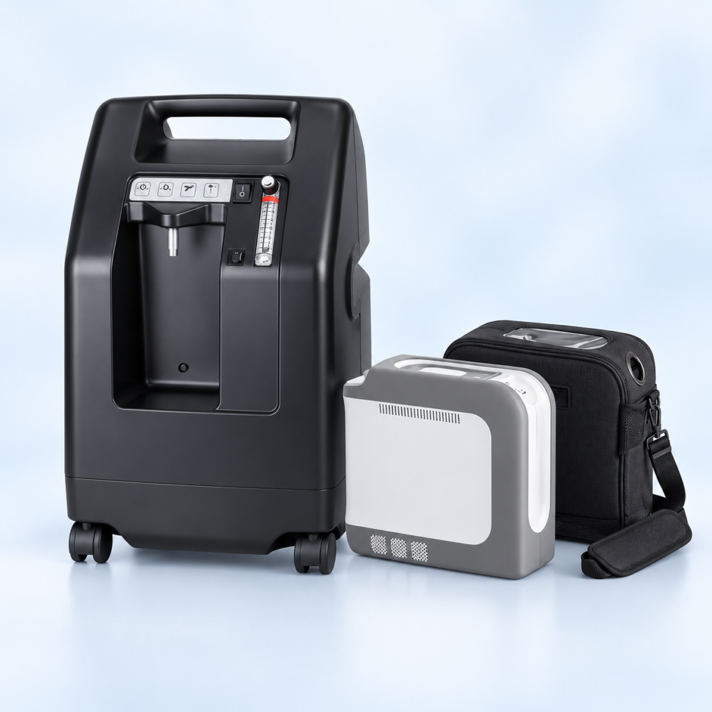 Stationary and portable oxygen concentrators available for rental from Allen Medical Renta